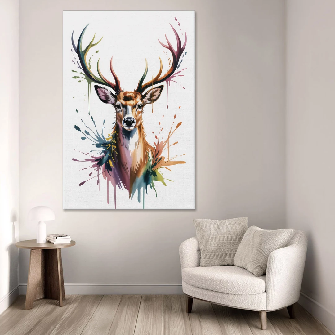 Deer Head in Profile - Canvas Wall Art - Sofa - 40x60