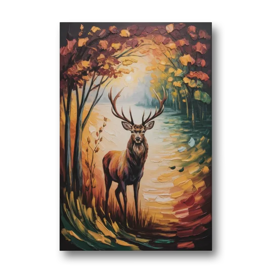 Deer Hunt in Autumn - Canvas Wall Art - Front