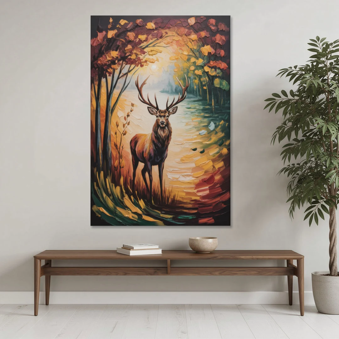 Deer Hunt in Autumn - Canvas Wall Art - Coffee Table - 40x60