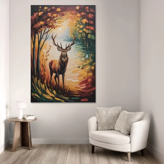 Deer Hunt in Autumn - Canvas Wall Art - Sofa - 40x60
