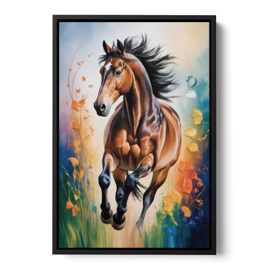 Delightful Horse Play - Black Framed Canvas Wall Art - Front