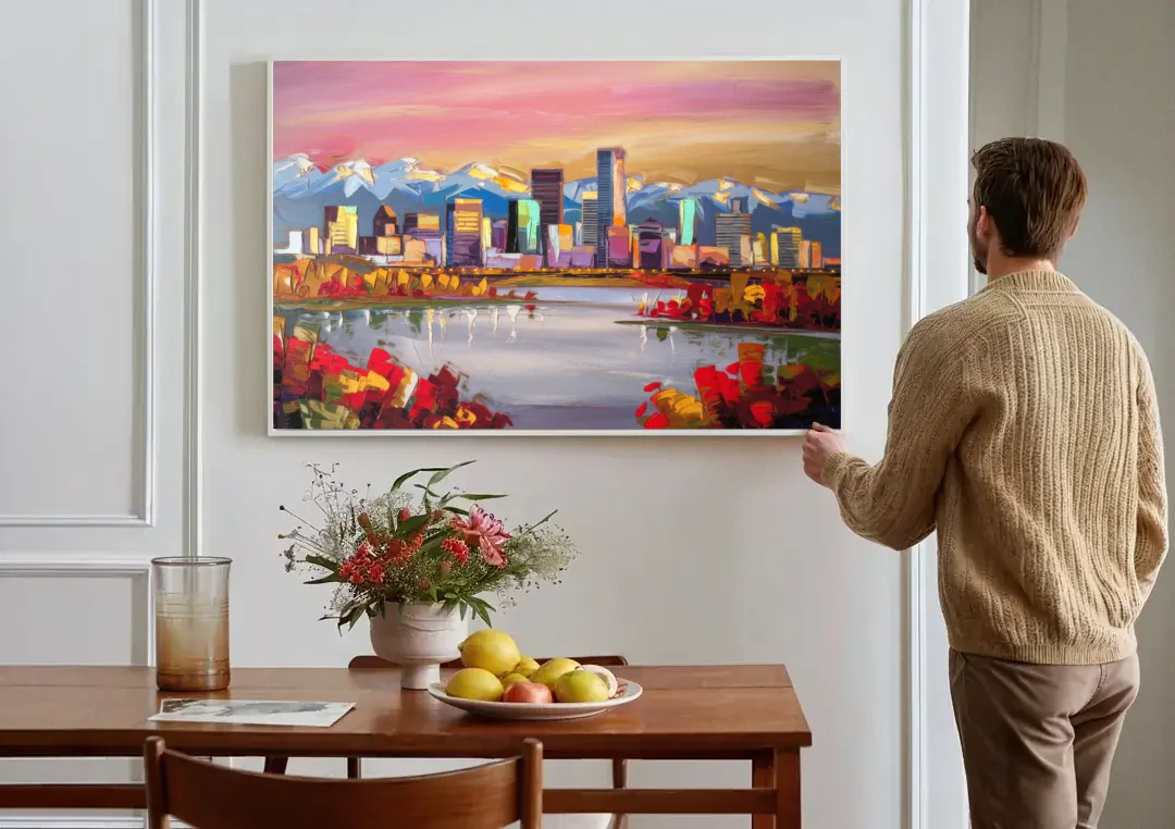 Denver Art Museum Highlights canvas wall art above a dining table
