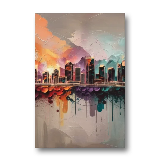 Denver Artistic Skyline - Canvas Wall Art - Front