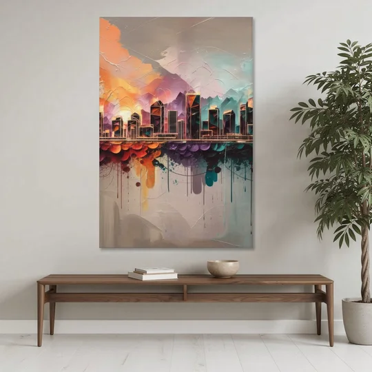 Denver Artistic Skyline - Canvas Wall Art - Coffee Table - 40x60