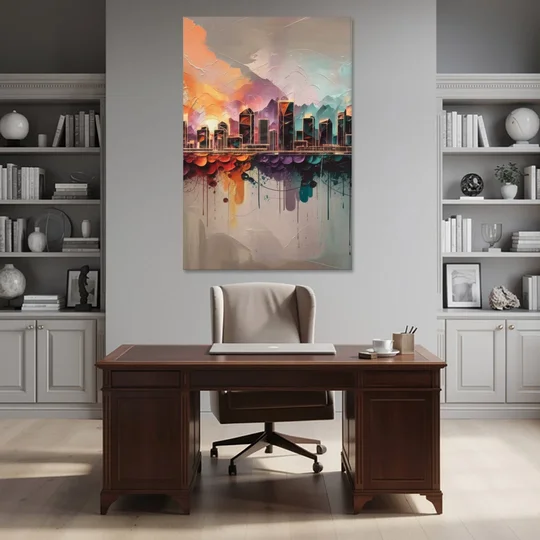 Denver Artistic Skyline - Canvas Wall Art - Office - 40x60