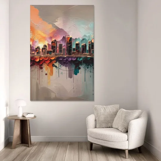 Denver Artistic Skyline - Canvas Wall Art - Sofa - 40x60