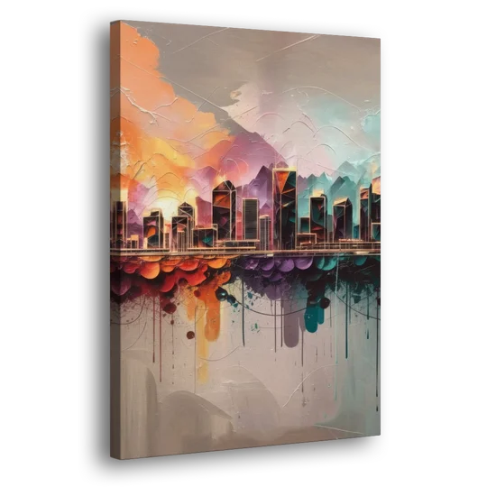 Denver Artistic Skyline - Canvas Wall Art - Side