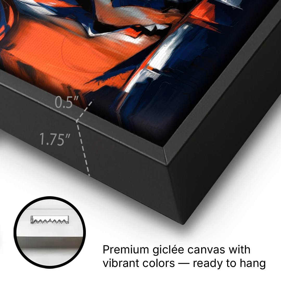 Denver Broncos Legacy - Black Framed Canvas Wall Art - Gallery Wrap Corner