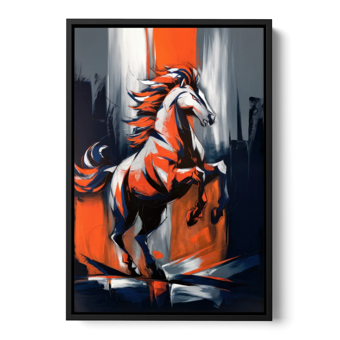 Denver Broncos Legacy - Black Framed Canvas Wall Art - Front