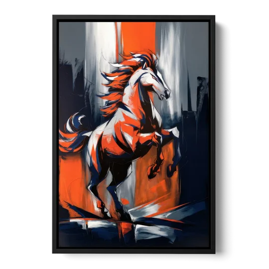 Denver Broncos Legacy - Black Framed Canvas Wall Art - Front
