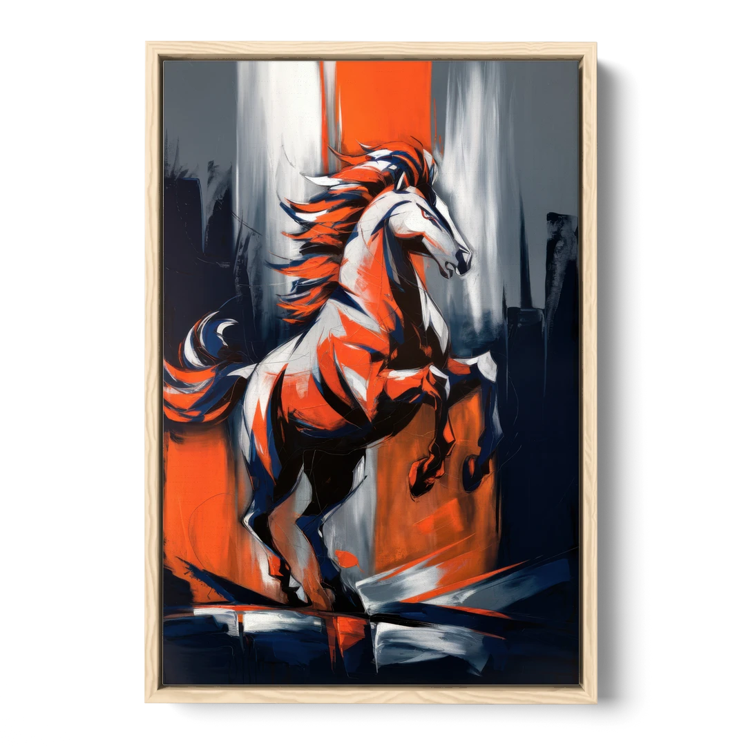Denver Broncos Legacy - Oak Framed Canvas Wall Art - Front