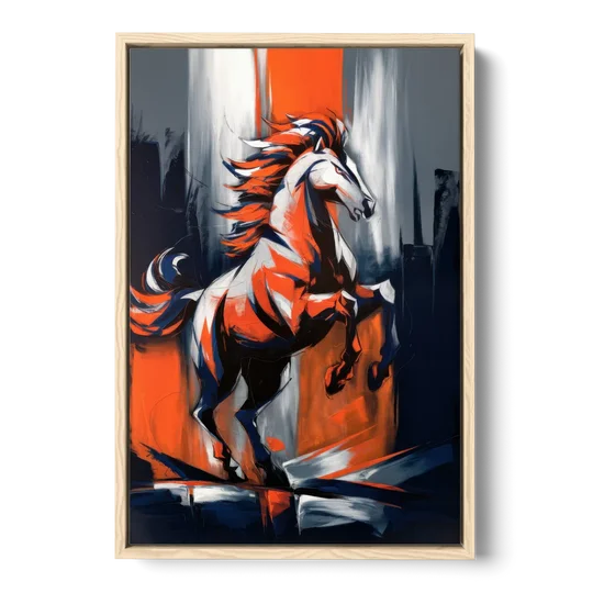Denver Broncos Legacy - Oak Framed Canvas Wall Art - Front