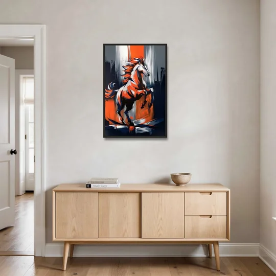 Denver Broncos Legacy - Black Framed Canvas Wall Art - Coffee Table - 24x36