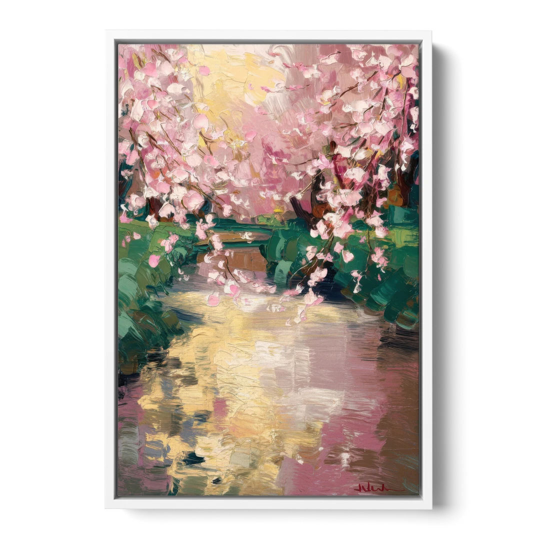 Denver Cherry Creek Charm - White Framed Canvas Wall Art - Front