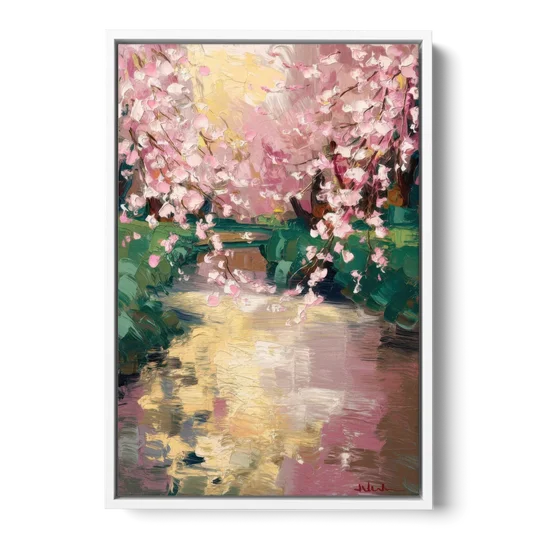 Denver Cherry Creek Charm - White Framed Canvas Wall Art - Front