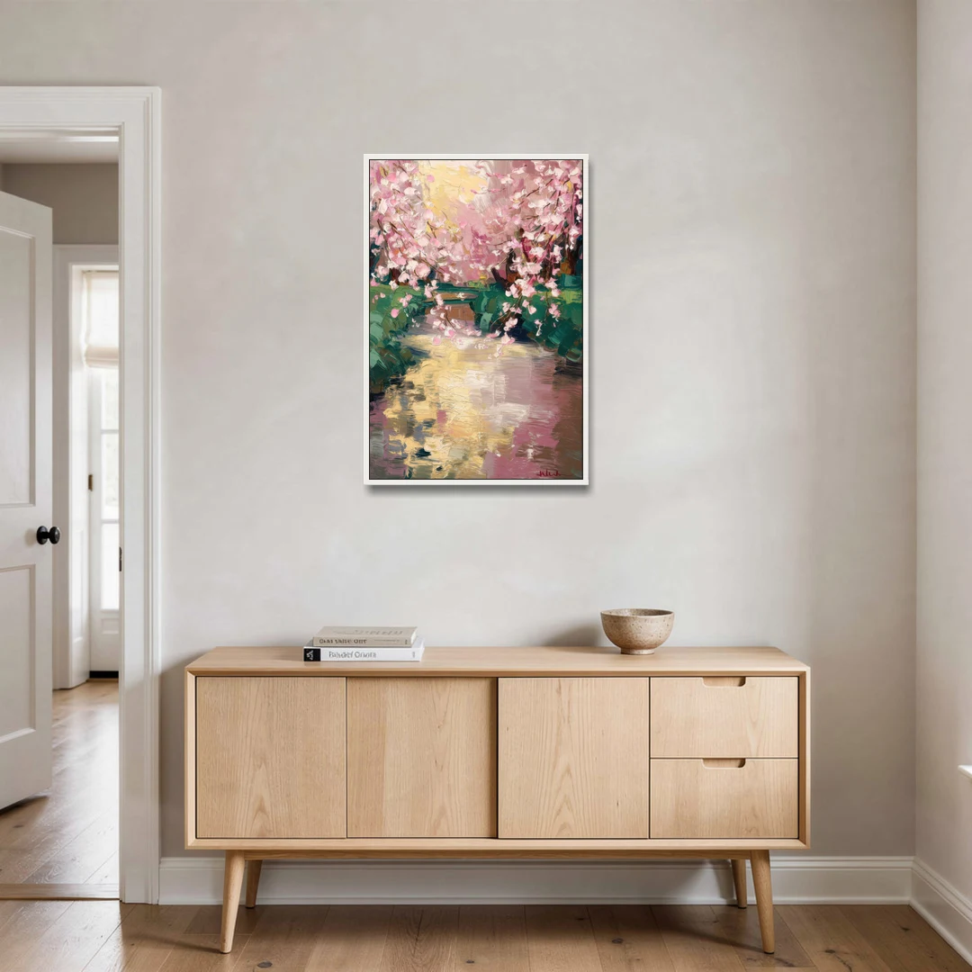 Denver Cherry Creek Charm - White Framed Canvas Wall Art - Coffee Table - 24x36