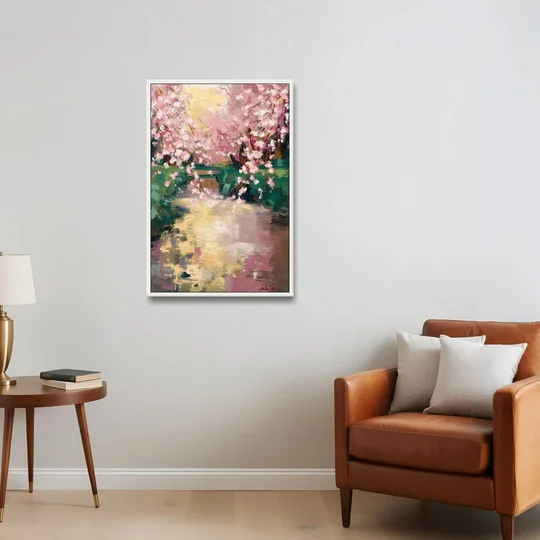 Denver Cherry Creek Charm - White Framed Canvas Wall Art - Sofa - 24x36
