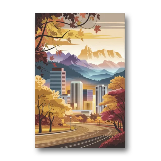 Denver Cityscape in Autumn - Canvas Wall Art - Front