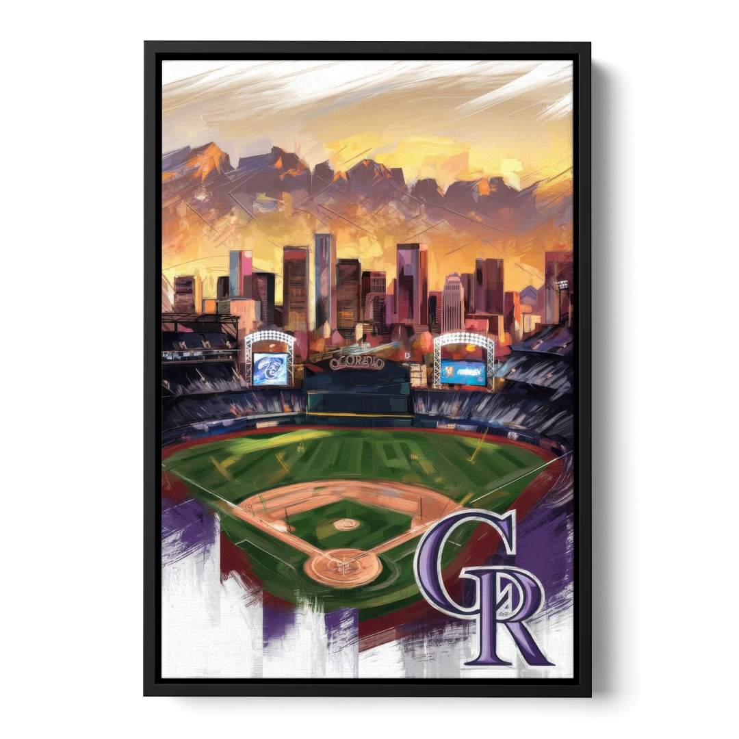 Denver Colorado Rockies - Black Framed Canvas Wall Art - Front