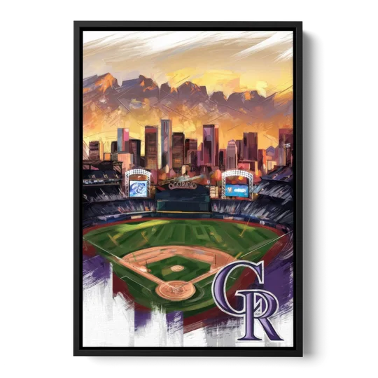Denver Colorado Rockies - Black Framed Canvas Wall Art - Front