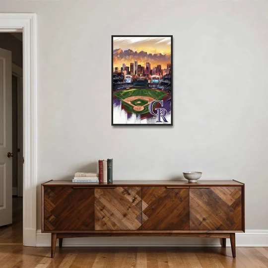 Denver Colorado Rockies - Black Framed Canvas Wall Art - Coffee Table - 24x36