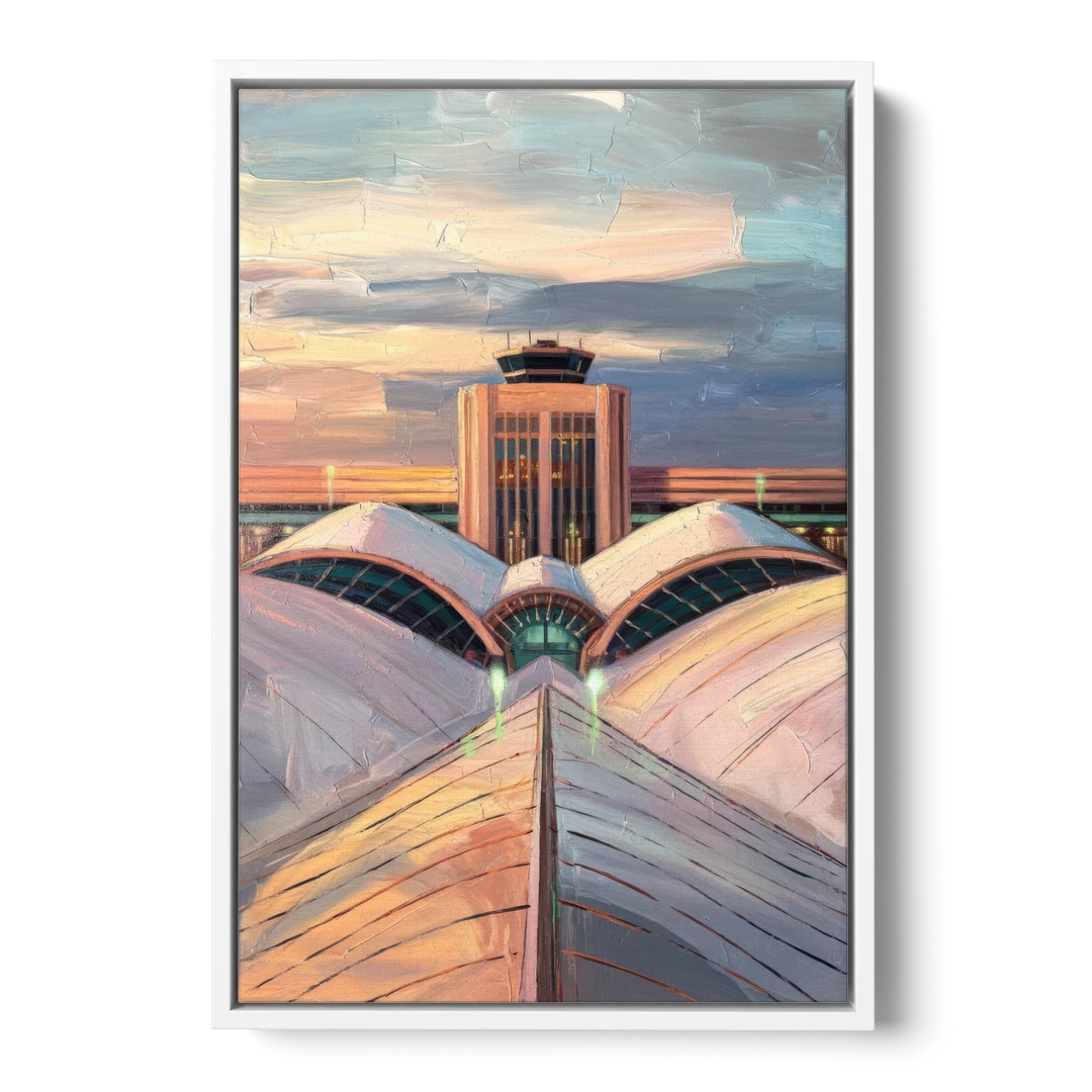 Denver International Terminal - White Framed Canvas Wall Art - Front