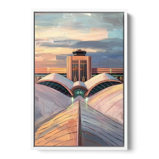 Denver International Terminal - White Framed Canvas Wall Art - Front