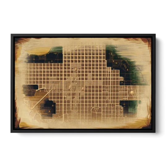 Denver Neighborhood Map - Black Framed Canvas Wall Art - Front