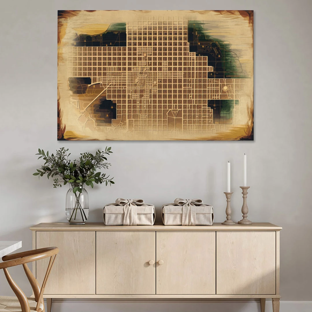 Denver Neighborhood Map - Canvas Wall Art - Coffee Table - 60x40