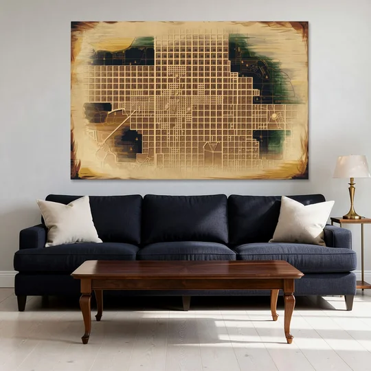 Denver Neighborhood Map - Canvas Wall Art - Sofa - 60x40