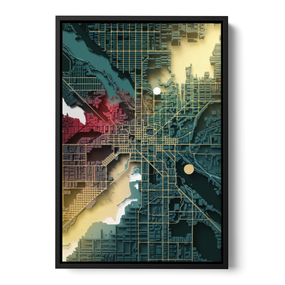 Denver Urban Street Vibes - Black Framed Canvas Wall Art - Front