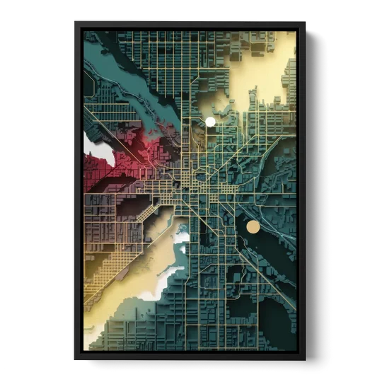 Denver Urban Street Vibes - Black Framed Canvas Wall Art - Front