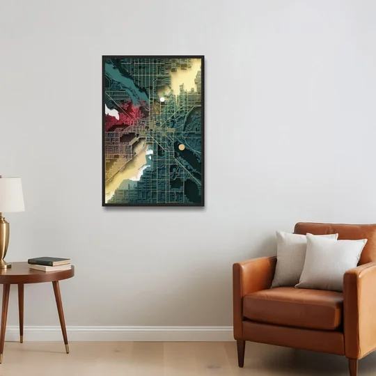 Denver Urban Street Vibes - Black Framed Canvas Wall Art - Sofa - 24x36