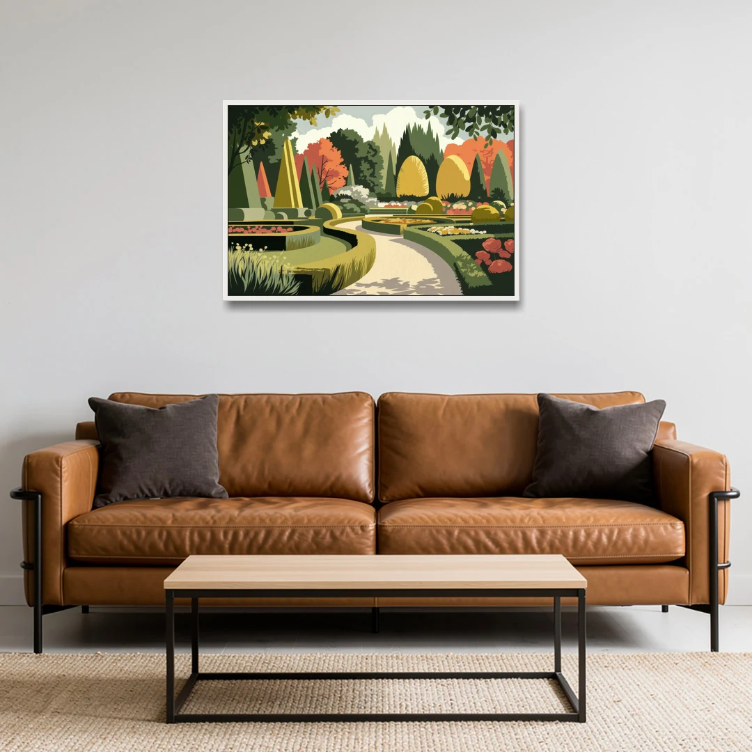 Des Moines Arboretum Views - White Framed Canvas Wall Art - Sofa - 36x24