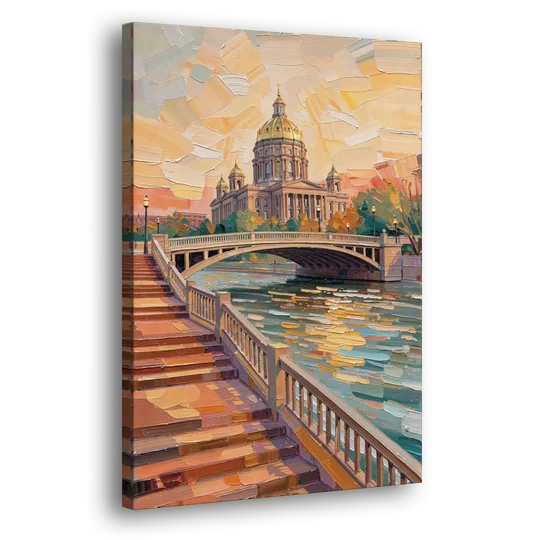 Des Moines Scenic Riverfront - Canvas Wall Art - Side