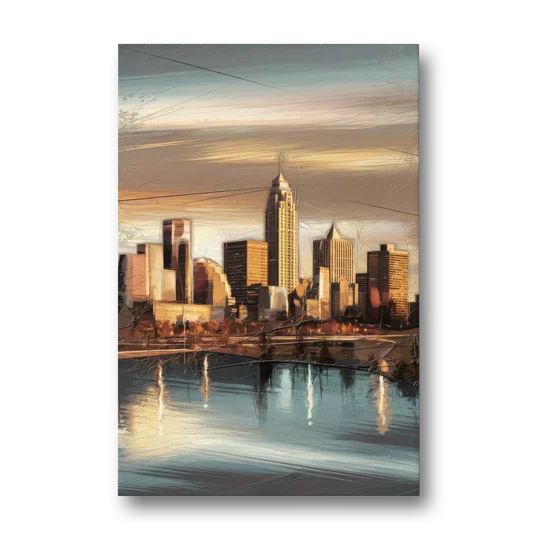 Des Moines Skyline Panorama - Canvas Wall Art - Front