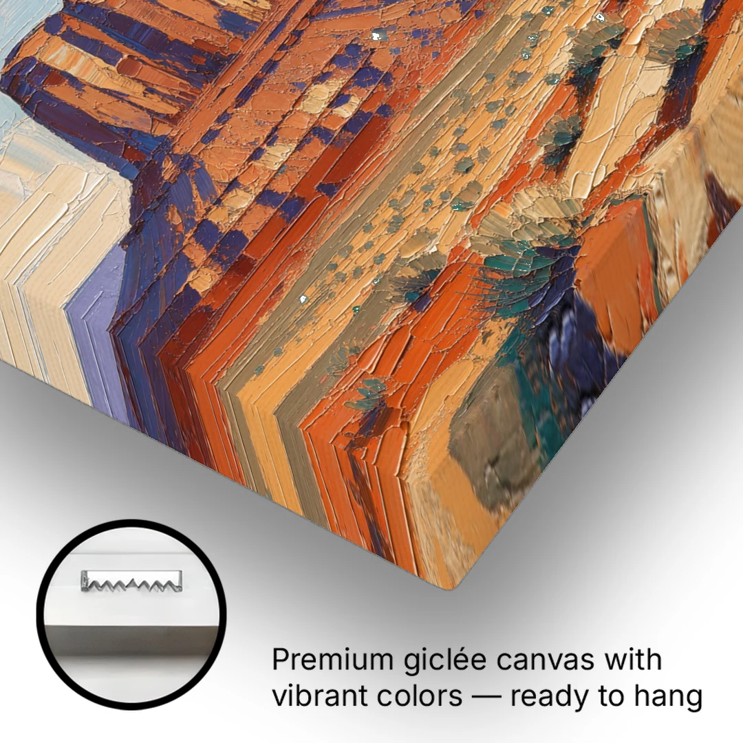 Desert Landscape Painting of Layered Mesas - Canvas Wall Art - Gallery Wrap Corner