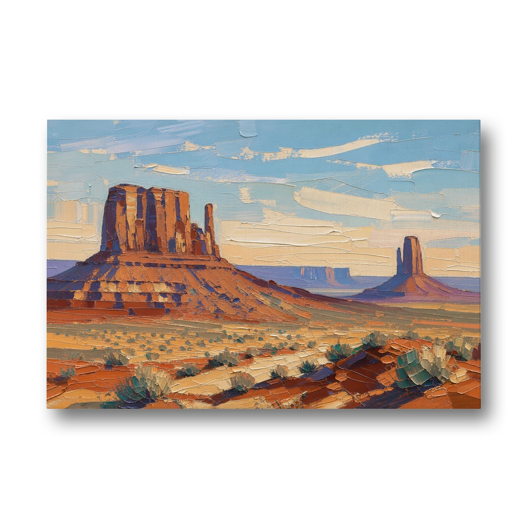 Desert Landscape Painting of Layered Mesas - Canvas Wall Art - Front