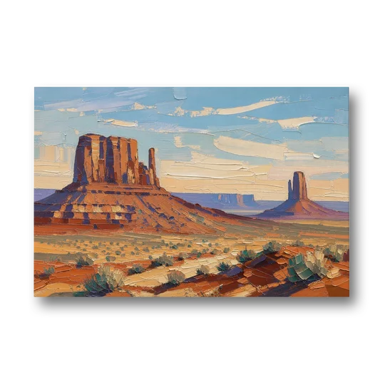 Desert Landscape Painting of Layered Mesas - Canvas Wall Art - Front