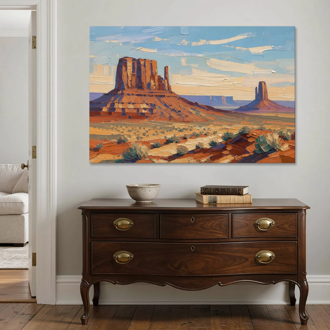 Desert Landscape Painting of Layered Mesas - Canvas Wall Art - Coffee Table - 60x40