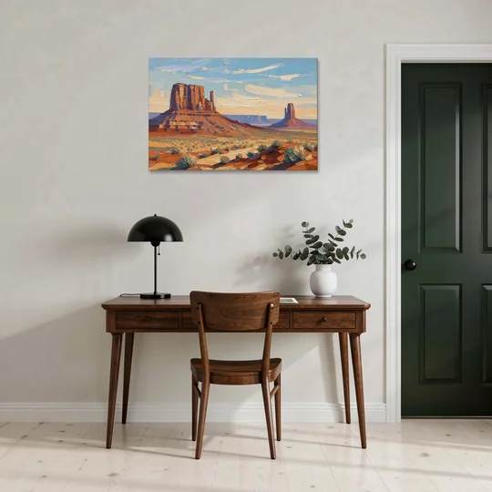 Desert Landscape Painting of Layered Mesas - Canvas Wall Art - Office - 36x24