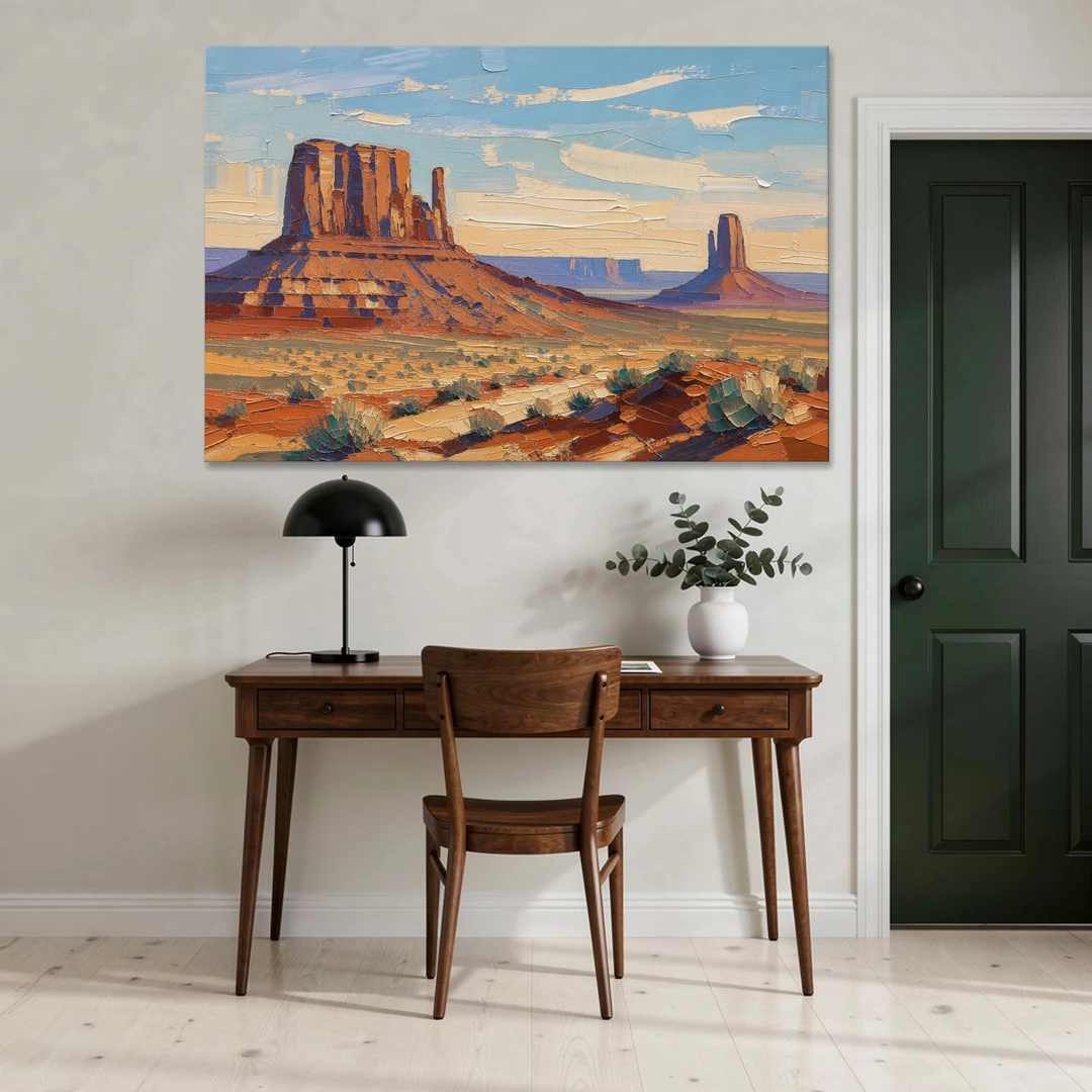 Desert Landscape Painting of Layered Mesas - Canvas Wall Art - Office - 60x40