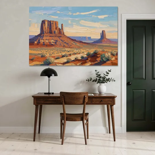 Desert Landscape Painting of Layered Mesas - Canvas Wall Art - Office - 60x40