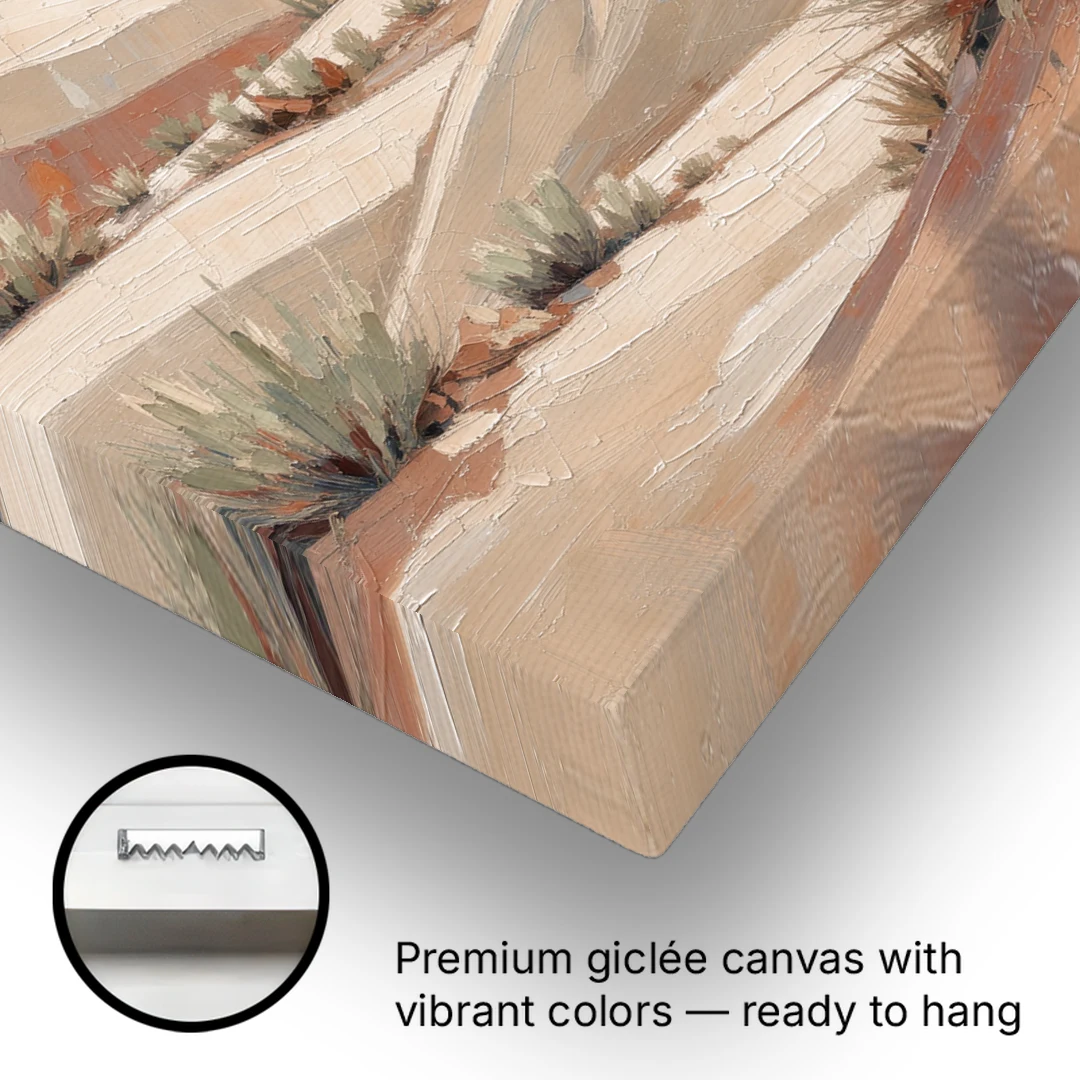Boho Desert Mountain Ridges Under a Gold Sun - Canvas Wall Art - Gallery Wrap Corner
