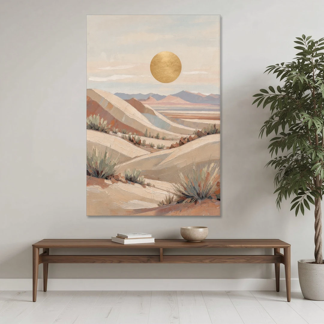 Boho Desert Mountain Ridges Under a Gold Sun - Canvas Wall Art - Coffee Table - 40x60