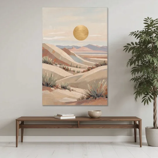 Boho Desert Mountain Ridges Under a Gold Sun - Canvas Wall Art - Coffee Table - 40x60
