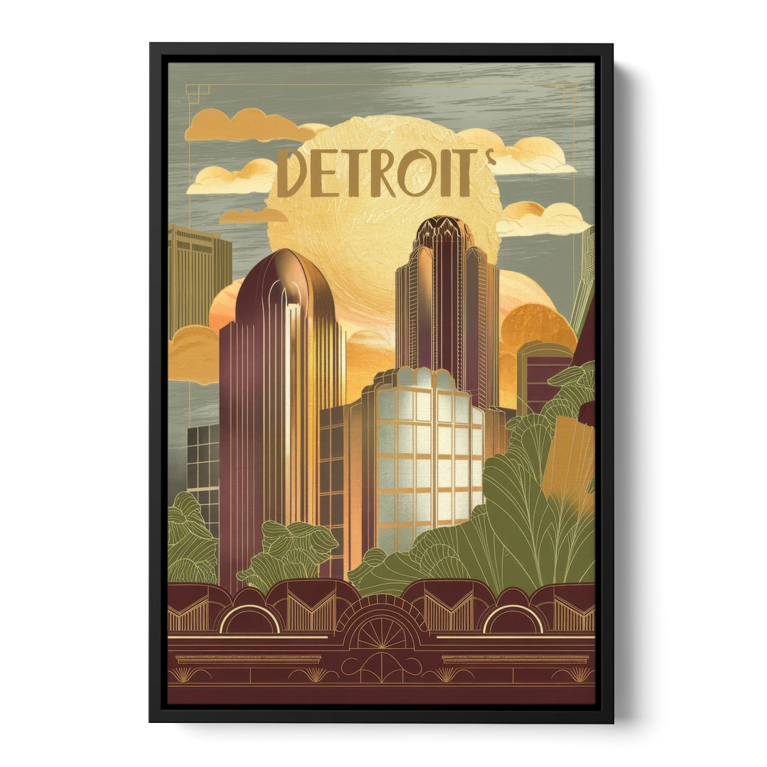 Detroit Architectural Beauty - Black Framed Canvas Wall Art - Front