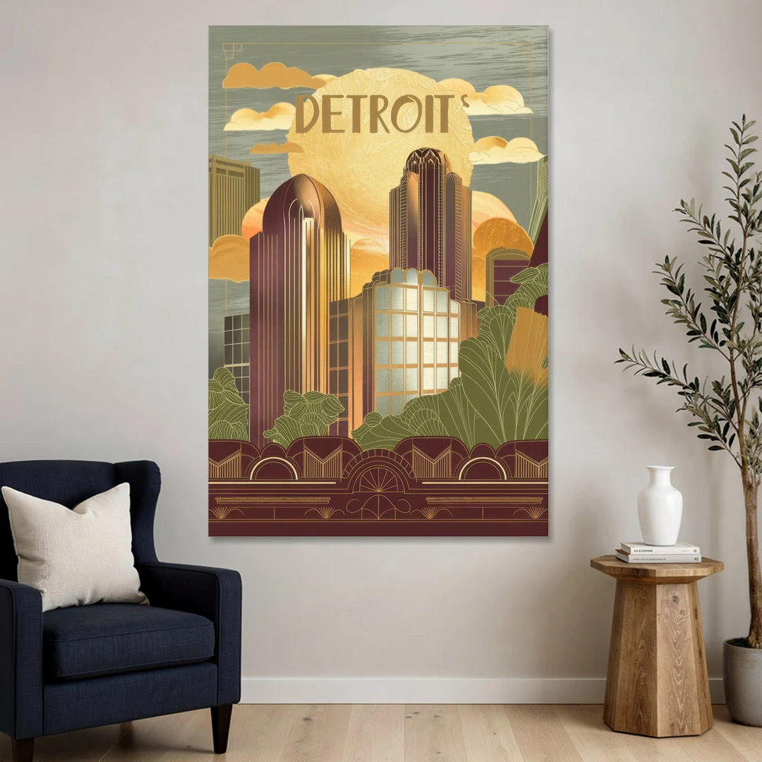 Detroit Architectural Beauty - Canvas Wall Art - Sofa - 40x60