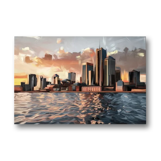 Detroit Cityscape Photography - Canvas Wall Art - Front