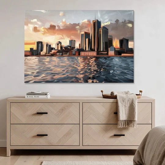 Detroit Cityscape Photography - Canvas Wall Art - Coffee Table - 60x40
